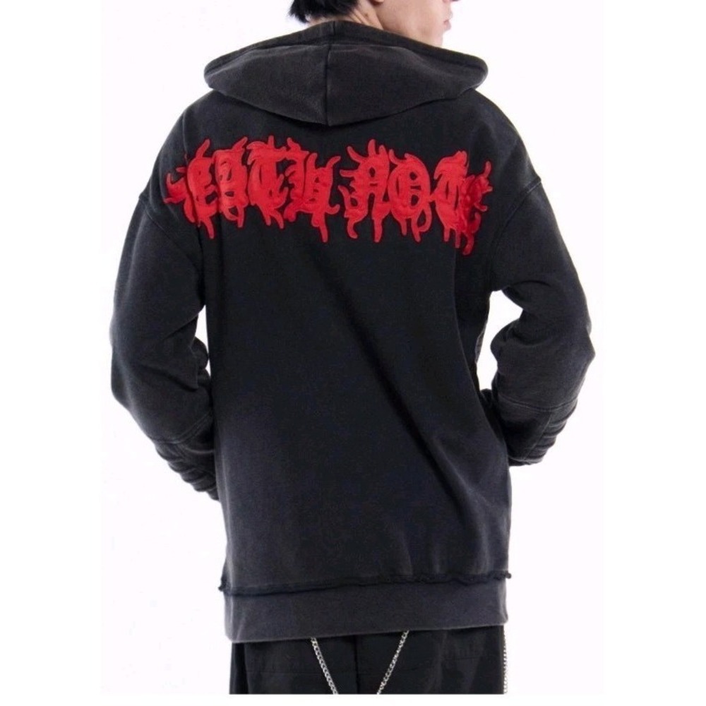 NEW Death Note Ryuk Hoodie Jumbo Print Hardware Mens Large Dark Academia Gothic‎ - Picture 2 of 2